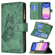 Load image into Gallery viewer, Flying Butterfly Embossing Pattern Zipper Horizontal Flip Leather Case with Holder &amp; Card Slots &amp; Wallet, For iPhone 8 / 7, For iPhone 8 Plus / 7 Plus, For iPhone XS / X, For iPhone XR, For iPhone XS Max, For iPhone 11, For iPhone 11 Pro               ...