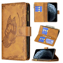 Load image into Gallery viewer, Flying Butterfly Embossing Pattern Zipper Horizontal Flip Leather Case with Holder &amp; Card Slots &amp; Wallet, For iPhone 8 / 7, For iPhone 8 Plus / 7 Plus, For iPhone XS / X, For iPhone XR, For iPhone XS Max, For iPhone 11, For iPhone 11 Pro               ...