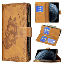 Load image into Gallery viewer, Flying Butterfly Embossing Pattern Zipper Horizontal Flip Leather Case with Holder &amp; Card Slots &amp; Wallet, For iPhone 8 / 7, For iPhone 8 Plus / 7 Plus, For iPhone XS / X, For iPhone XR, For iPhone XS Max, For iPhone 11, For iPhone 11 Pro               ...