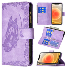Load image into Gallery viewer, Flying Butterfly Embossing Pattern Zipper Horizontal Flip Leather Case with Holder &amp; Card Slots &amp; Wallet, For iPhone 8 / 7, For iPhone 8 Plus / 7 Plus, For iPhone XS / X, For iPhone XR, For iPhone XS Max, For iPhone 11, For iPhone 11 Pro               ...