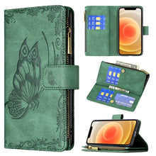 Load image into Gallery viewer, Flying Butterfly Embossing Pattern Zipper Horizontal Flip Leather Case with Holder &amp; Card Slots &amp; Wallet, For iPhone 8 / 7, For iPhone 8 Plus / 7 Plus, For iPhone XS / X, For iPhone XR, For iPhone XS Max, For iPhone 11, For iPhone 11 Pro               ...