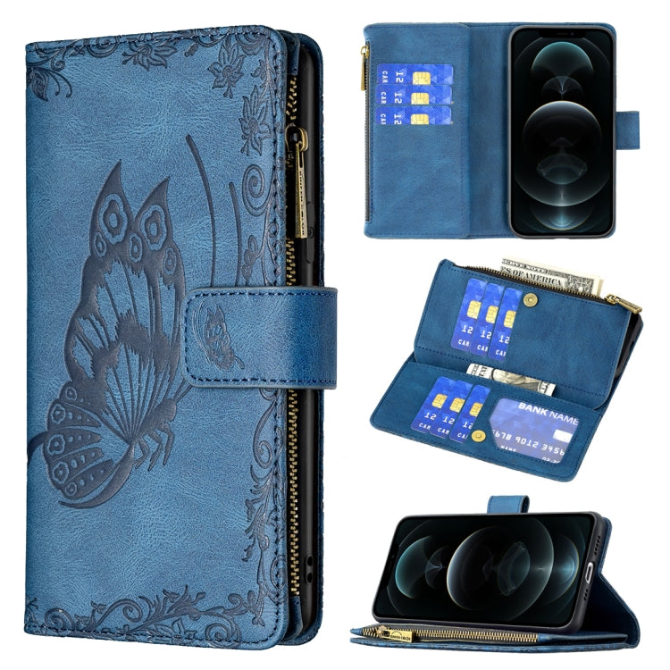 Flying Butterfly Embossing Pattern Zipper Horizontal Flip Leather Case with Holder & Card Slots & Wallet, For iPhone 12, For iPhone 12 Pro, For iPhone 12 Pro Max, For Nokia 1.4, For Nokia 3.4