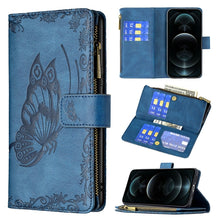 Load image into Gallery viewer, Flying Butterfly Embossing Pattern Zipper Horizontal Flip Leather Case with Holder &amp; Card Slots &amp; Wallet, For iPhone 12, For iPhone 12 Pro, For iPhone 12 Pro Max, For Nokia 1.4, For Nokia 3.4