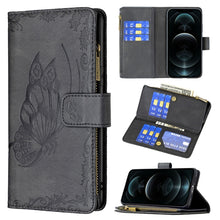 Load image into Gallery viewer, Flying Butterfly Embossing Pattern Zipper Horizontal Flip Leather Case with Holder &amp; Card Slots &amp; Wallet, For iPhone 12, For iPhone 12 Pro, For iPhone 12 Pro Max, For Nokia 1.4, For Nokia 3.4