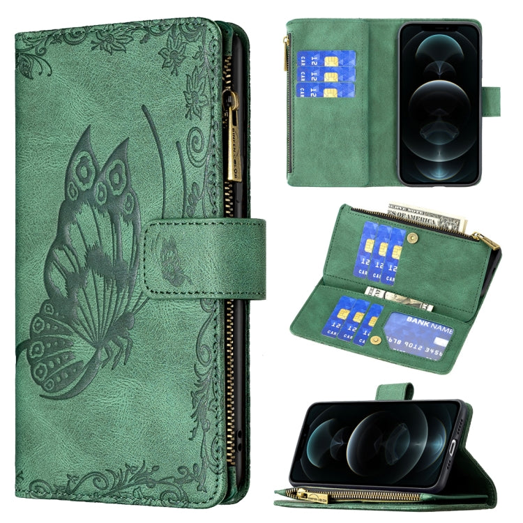 Flying Butterfly Embossing Pattern Zipper Horizontal Flip Leather Case with Holder & Card Slots & Wallet, For iPhone 12, For iPhone 12 Pro, For iPhone 12 Pro Max, For Nokia 1.4, For Nokia 3.4