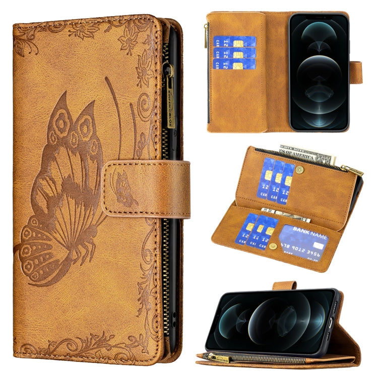 Flying Butterfly Embossing Pattern Zipper Horizontal Flip Leather Case with Holder & Card Slots & Wallet, For iPhone 12, For iPhone 12 Pro, For iPhone 12 Pro Max, For Nokia 1.4, For Nokia 3.4