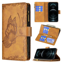 Load image into Gallery viewer, Flying Butterfly Embossing Pattern Zipper Horizontal Flip Leather Case with Holder &amp; Card Slots &amp; Wallet, For iPhone 12, For iPhone 12 Pro, For iPhone 12 Pro Max, For Nokia 1.4, For Nokia 3.4
