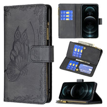 Load image into Gallery viewer, Flying Butterfly Embossing Pattern Zipper Horizontal Flip Leather Case with Holder &amp; Card Slots &amp; Wallet, For iPhone 12, For iPhone 12 Pro, For iPhone 12 Pro Max, For Nokia 1.4, For Nokia 3.4