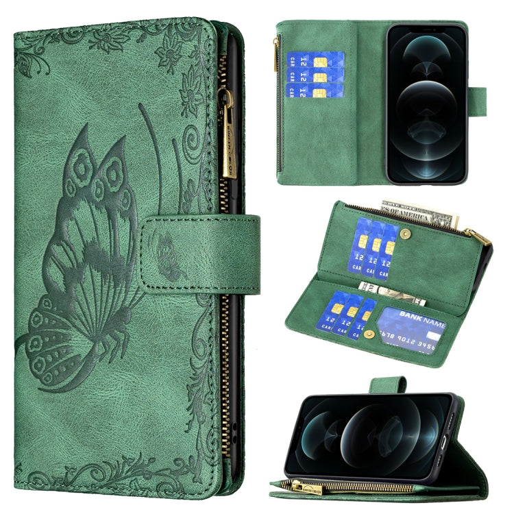 Flying Butterfly Embossing Pattern Zipper Horizontal Flip Leather Case with Holder & Card Slots & Wallet, For iPhone 12, For iPhone 12 Pro, For iPhone 12 Pro Max, For Nokia 1.4, For Nokia 3.4