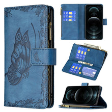Load image into Gallery viewer, Flying Butterfly Embossing Pattern Zipper Horizontal Flip Leather Case with Holder &amp; Card Slots &amp; Wallet, For iPhone 12, For iPhone 12 Pro, For iPhone 12 Pro Max, For Nokia 1.4, For Nokia 3.4