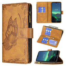 Load image into Gallery viewer, Flying Butterfly Embossing Pattern Zipper Horizontal Flip Leather Case with Holder &amp; Card Slots &amp; Wallet, For iPhone 12, For iPhone 12 Pro, For iPhone 12 Pro Max, For Nokia 1.4, For Nokia 3.4