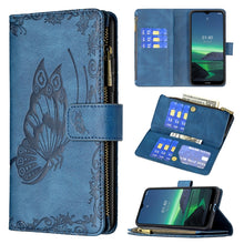 Load image into Gallery viewer, Flying Butterfly Embossing Pattern Zipper Horizontal Flip Leather Case with Holder &amp; Card Slots &amp; Wallet, For iPhone 12, For iPhone 12 Pro, For iPhone 12 Pro Max, For Nokia 1.4, For Nokia 3.4