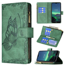 Load image into Gallery viewer, Flying Butterfly Embossing Pattern Zipper Horizontal Flip Leather Case with Holder &amp; Card Slots &amp; Wallet, For iPhone 12, For iPhone 12 Pro, For iPhone 12 Pro Max, For Nokia 1.4, For Nokia 3.4
