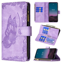 Load image into Gallery viewer, Flying Butterfly Embossing Pattern Zipper Horizontal Flip Leather Case with Holder &amp; Card Slots &amp; Wallet, For iPhone 12, For iPhone 12 Pro, For iPhone 12 Pro Max, For Nokia 1.4, For Nokia 3.4