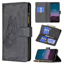 Load image into Gallery viewer, Flying Butterfly Embossing Pattern Zipper Horizontal Flip Leather Case with Holder &amp; Card Slots &amp; Wallet, For iPhone 12, For iPhone 12 Pro, For iPhone 12 Pro Max, For Nokia 1.4, For Nokia 3.4