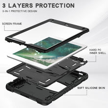 Load image into Gallery viewer, 3-Layer Protection  Screen Frame + PC + Silicone Shockproof Combination Case with Holder, For iPad 9.7 (2018) / (2017) / Air 2 / Pro 9.7, For iPad 10.2 2021 / 2020 / 2019, For iPad Pro 10.5 (2019) / (2017)