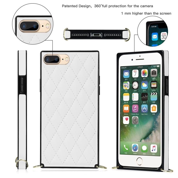Elegant Rhombic Pattern Microfiber Leather +TPU Shockproof Case with Crossbody Strap Chain, For iPhone SE 2022 / SE 2020 / 8 / 7, For iPhone 8 Plus / 7 Plus, For iPhone X / XS, For iPhone XR, For iPhone XS Max, For iPhone 11, For iPhone 11 Pro         ...