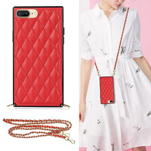 Load image into Gallery viewer, Elegant Rhombic Pattern Microfiber Leather +TPU Shockproof Case with Crossbody Strap Chain, For iPhone SE 2022 / SE 2020 / 8 / 7, For iPhone 8 Plus / 7 Plus, For iPhone X / XS, For iPhone XR, For iPhone XS Max, For iPhone 11, For iPhone 11 Pro         ...
