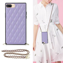 Load image into Gallery viewer, Elegant Rhombic Pattern Microfiber Leather +TPU Shockproof Case with Crossbody Strap Chain, For iPhone SE 2022 / SE 2020 / 8 / 7, For iPhone 8 Plus / 7 Plus, For iPhone X / XS, For iPhone XR, For iPhone XS Max, For iPhone 11, For iPhone 11 Pro         ...