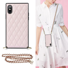 Load image into Gallery viewer, Elegant Rhombic Pattern Microfiber Leather +TPU Shockproof Case with Crossbody Strap Chain, For iPhone SE 2022 / SE 2020 / 8 / 7, For iPhone 8 Plus / 7 Plus, For iPhone X / XS, For iPhone XR, For iPhone XS Max, For iPhone 11, For iPhone 11 Pro         ...