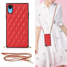 Load image into Gallery viewer, Elegant Rhombic Pattern Microfiber Leather +TPU Shockproof Case with Crossbody Strap Chain, For iPhone SE 2022 / SE 2020 / 8 / 7, For iPhone 8 Plus / 7 Plus, For iPhone X / XS, For iPhone XR, For iPhone XS Max, For iPhone 11, For iPhone 11 Pro         ...