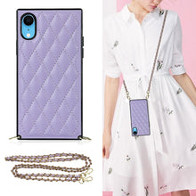 Load image into Gallery viewer, Elegant Rhombic Pattern Microfiber Leather +TPU Shockproof Case with Crossbody Strap Chain, For iPhone SE 2022 / SE 2020 / 8 / 7, For iPhone 8 Plus / 7 Plus, For iPhone X / XS, For iPhone XR, For iPhone XS Max, For iPhone 11, For iPhone 11 Pro         ...