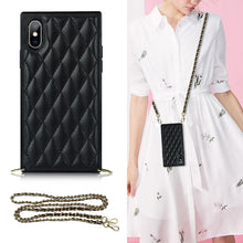 Load image into Gallery viewer, Elegant Rhombic Pattern Microfiber Leather +TPU Shockproof Case with Crossbody Strap Chain, For iPhone SE 2022 / SE 2020 / 8 / 7, For iPhone 8 Plus / 7 Plus, For iPhone X / XS, For iPhone XR, For iPhone XS Max, For iPhone 11, For iPhone 11 Pro         ...