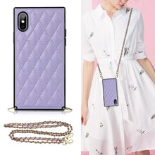 Load image into Gallery viewer, Elegant Rhombic Pattern Microfiber Leather +TPU Shockproof Case with Crossbody Strap Chain, For iPhone SE 2022 / SE 2020 / 8 / 7, For iPhone 8 Plus / 7 Plus, For iPhone X / XS, For iPhone XR, For iPhone XS Max, For iPhone 11, For iPhone 11 Pro         ...