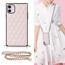 Load image into Gallery viewer, Elegant Rhombic Pattern Microfiber Leather +TPU Shockproof Case with Crossbody Strap Chain, For iPhone SE 2022 / SE 2020 / 8 / 7, For iPhone 8 Plus / 7 Plus, For iPhone X / XS, For iPhone XR, For iPhone XS Max, For iPhone 11, For iPhone 11 Pro         ...