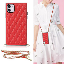Load image into Gallery viewer, Elegant Rhombic Pattern Microfiber Leather +TPU Shockproof Case with Crossbody Strap Chain, For iPhone SE 2022 / SE 2020 / 8 / 7, For iPhone 8 Plus / 7 Plus, For iPhone X / XS, For iPhone XR, For iPhone XS Max, For iPhone 11, For iPhone 11 Pro         ...