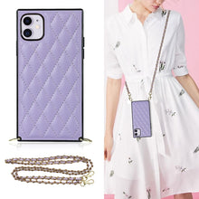 Load image into Gallery viewer, Elegant Rhombic Pattern Microfiber Leather +TPU Shockproof Case with Crossbody Strap Chain, For iPhone SE 2022 / SE 2020 / 8 / 7, For iPhone 8 Plus / 7 Plus, For iPhone X / XS, For iPhone XR, For iPhone XS Max, For iPhone 11, For iPhone 11 Pro         ...