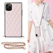 Load image into Gallery viewer, Elegant Rhombic Pattern Microfiber Leather +TPU Shockproof Case with Crossbody Strap Chain, For iPhone SE 2022 / SE 2020 / 8 / 7, For iPhone 8 Plus / 7 Plus, For iPhone X / XS, For iPhone XR, For iPhone XS Max, For iPhone 11, For iPhone 11 Pro         ...