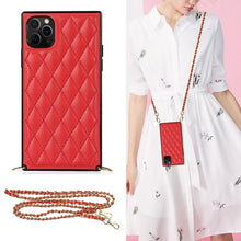 Load image into Gallery viewer, Elegant Rhombic Pattern Microfiber Leather +TPU Shockproof Case with Crossbody Strap Chain, For iPhone SE 2022 / SE 2020 / 8 / 7, For iPhone 8 Plus / 7 Plus, For iPhone X / XS, For iPhone XR, For iPhone XS Max, For iPhone 11, For iPhone 11 Pro         ...
