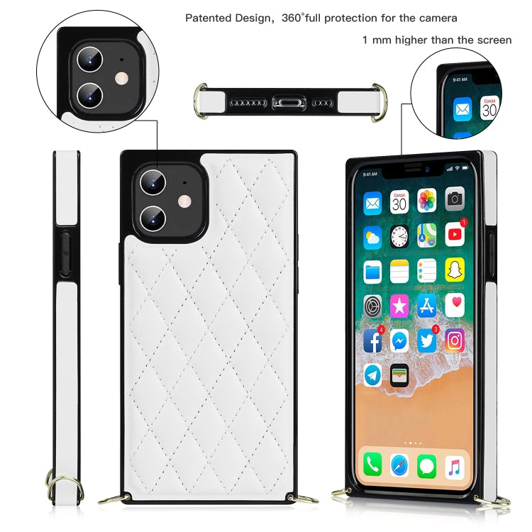 Elegant Rhombic Pattern Microfiber Leather +TPU Shockproof Case with Crossbody Strap Chain, For iPhone 12 mini, For iPhone 12 / 12 Pro, For iPhone 12 Pro Max
