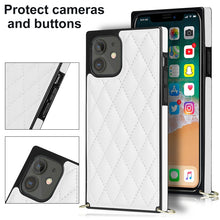 Load image into Gallery viewer, Elegant Rhombic Pattern Microfiber Leather +TPU Shockproof Case with Crossbody Strap Chain, For iPhone 12 mini, For iPhone 12 / 12 Pro, For iPhone 12 Pro Max