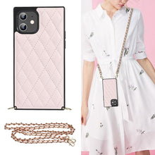 Load image into Gallery viewer, Elegant Rhombic Pattern Microfiber Leather +TPU Shockproof Case with Crossbody Strap Chain, For iPhone 12 mini, For iPhone 12 / 12 Pro, For iPhone 12 Pro Max