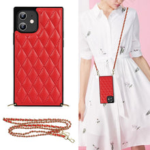 Load image into Gallery viewer, Elegant Rhombic Pattern Microfiber Leather +TPU Shockproof Case with Crossbody Strap Chain, For iPhone 12 mini, For iPhone 12 / 12 Pro, For iPhone 12 Pro Max