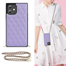 Load image into Gallery viewer, Elegant Rhombic Pattern Microfiber Leather +TPU Shockproof Case with Crossbody Strap Chain, For iPhone 12 mini, For iPhone 12 / 12 Pro, For iPhone 12 Pro Max