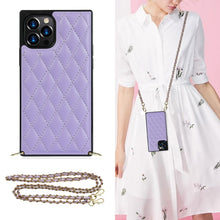 Load image into Gallery viewer, Elegant Rhombic Pattern Microfiber Leather +TPU Shockproof Case with Crossbody Strap Chain, For iPhone 12 mini, For iPhone 12 / 12 Pro, For iPhone 12 Pro Max