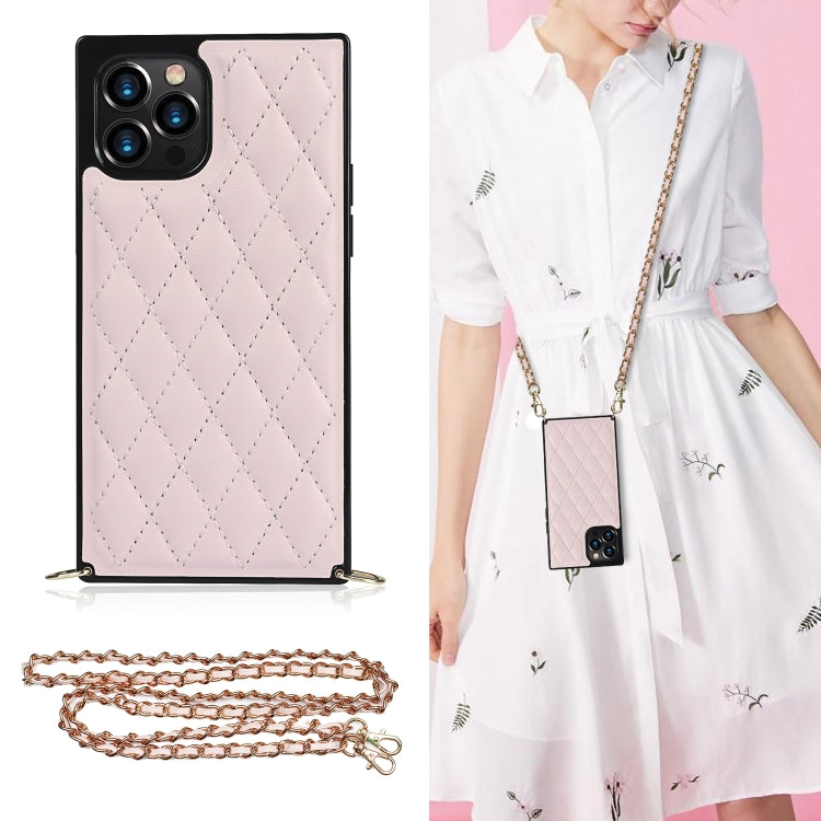 Elegant Rhombic Pattern Microfiber Leather +TPU Shockproof Case with Crossbody Strap Chain, For iPhone 12 mini, For iPhone 12 / 12 Pro, For iPhone 12 Pro Max