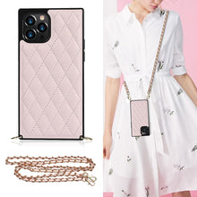 Load image into Gallery viewer, Elegant Rhombic Pattern Microfiber Leather +TPU Shockproof Case with Crossbody Strap Chain, For iPhone 12 mini, For iPhone 12 / 12 Pro, For iPhone 12 Pro Max