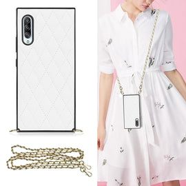 Elegant Rhombic Pattern Microfiber Leather +TPU Shockproof Case with Crossbody Strap Chain, For Samsung Galaxy A90 5G, For Samsung Galaxy Note10+, For Samsung Galaxy Note20 Ultra, For Samsung Galaxy S9+, For Samsung Galaxy S10, For Samsung Galaxy S10+ ...