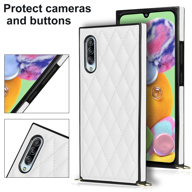 Elegant Rhombic Pattern Microfiber Leather +TPU Shockproof Case with Crossbody Strap Chain, For Samsung Galaxy A90 5G, For Samsung Galaxy Note10+, For Samsung Galaxy Note20 Ultra, For Samsung Galaxy S9+, For Samsung Galaxy S10, For Samsung Galaxy S10+ ...