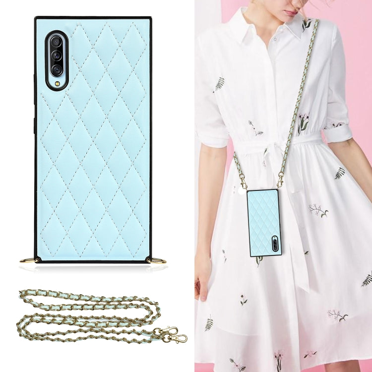 Elegant Rhombic Pattern Microfiber Leather +TPU Shockproof Case with Crossbody Strap Chain, For Samsung Galaxy A90 5G, For Samsung Galaxy Note10+, For Samsung Galaxy Note20 Ultra, For Samsung Galaxy S9+, For Samsung Galaxy S10, For Samsung Galaxy S10+ ...