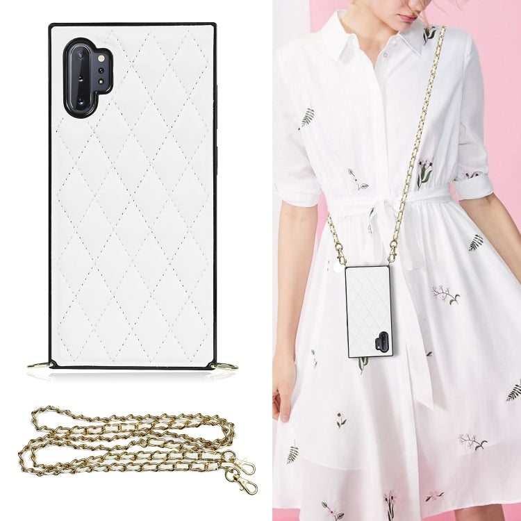 Elegant Rhombic Pattern Microfiber Leather +TPU Shockproof Case with Crossbody Strap Chain, For Samsung Galaxy A90 5G, For Samsung Galaxy Note10+, For Samsung Galaxy Note20 Ultra, For Samsung Galaxy S9+, For Samsung Galaxy S10, For Samsung Galaxy S10+ ...
