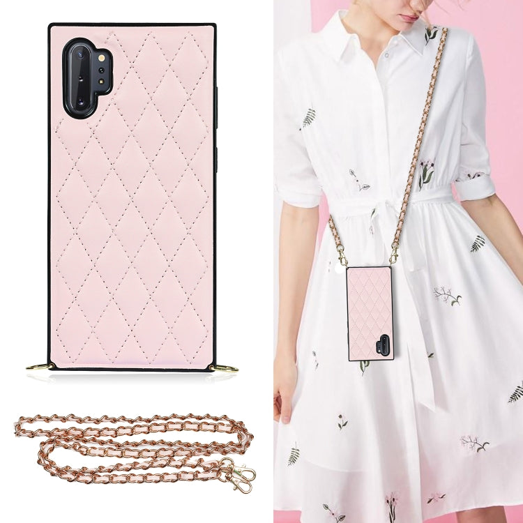 Elegant Rhombic Pattern Microfiber Leather +TPU Shockproof Case with Crossbody Strap Chain, For Samsung Galaxy A90 5G, For Samsung Galaxy Note10+, For Samsung Galaxy Note20 Ultra, For Samsung Galaxy S9+, For Samsung Galaxy S10, For Samsung Galaxy S10+ ...