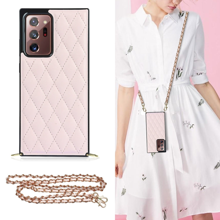 Elegant Rhombic Pattern Microfiber Leather +TPU Shockproof Case with Crossbody Strap Chain, For Samsung Galaxy A90 5G, For Samsung Galaxy Note10+, For Samsung Galaxy Note20 Ultra, For Samsung Galaxy S9+, For Samsung Galaxy S10, For Samsung Galaxy S10+ ...