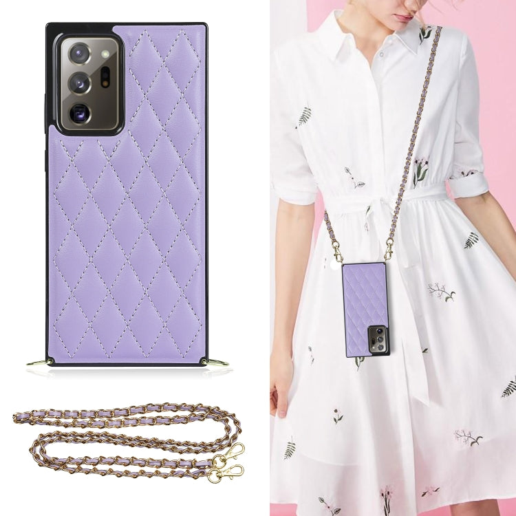 Elegant Rhombic Pattern Microfiber Leather +TPU Shockproof Case with Crossbody Strap Chain, For Samsung Galaxy A90 5G, For Samsung Galaxy Note10+, For Samsung Galaxy Note20 Ultra, For Samsung Galaxy S9+, For Samsung Galaxy S10, For Samsung Galaxy S10+ ...