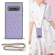 Load image into Gallery viewer, Elegant Rhombic Pattern Microfiber Leather +TPU Shockproof Case with Crossbody Strap Chain, For Samsung Galaxy A90 5G, For Samsung Galaxy Note10+, For Samsung Galaxy Note20 Ultra, For Samsung Galaxy S9+, For Samsung Galaxy S10, For Samsung Galaxy S10+ ...