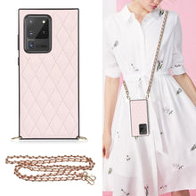 Load image into Gallery viewer, Elegant Rhombic Pattern Microfiber Leather +TPU Shockproof Case with Crossbody Strap Chain, For Samsung Galaxy A90 5G, For Samsung Galaxy Note10+, For Samsung Galaxy Note20 Ultra, For Samsung Galaxy S9+, For Samsung Galaxy S10, For Samsung Galaxy S10+ ...